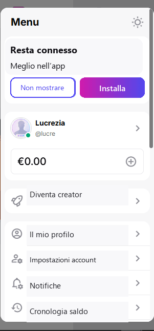 Popup reale per installare la Web App CiaoFan